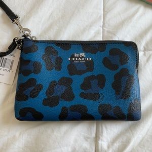 COACH blue ocelot wallet clutch